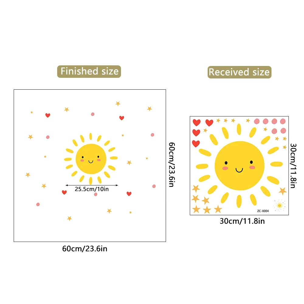 Smile Sun Cartoon Wall Stickers for Kids roon Nursery Kindergarten Wall Decor Removable PVC Wall Decals Eco-Friendly Art Murals