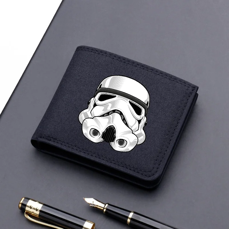 Cartera de lona de Star Wars para hombre, tarjetero negro/azul/gris, monedero para hombre, tarjetero corto, funda para tarjetas de crédito