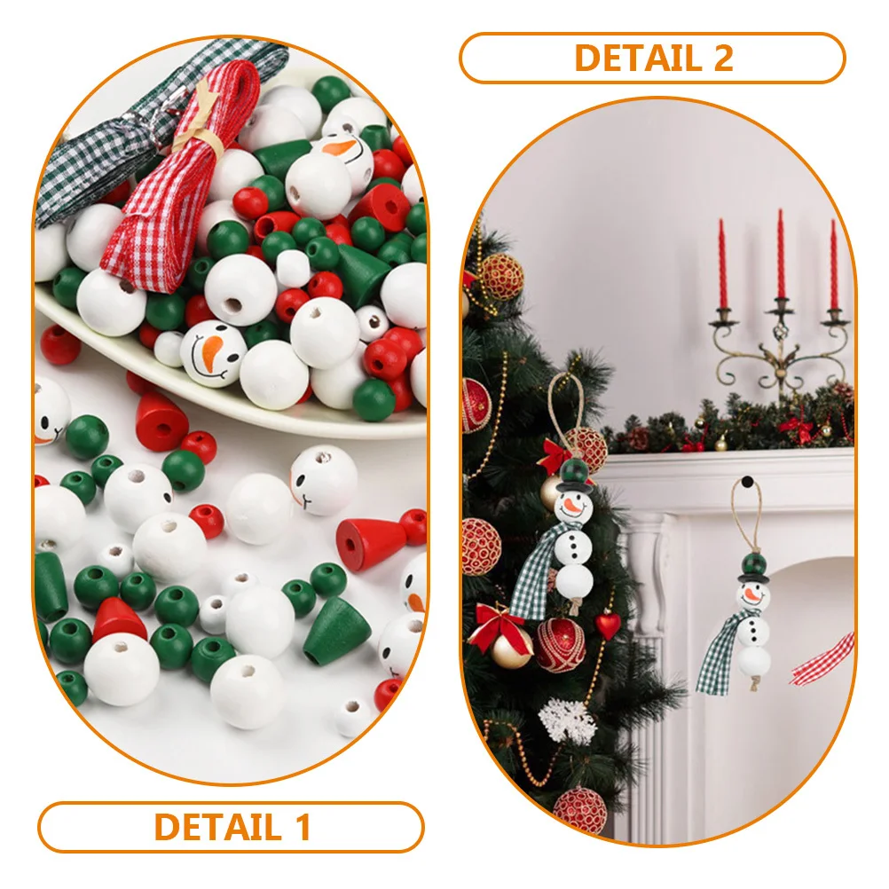 

1Set Easy Install Reusable Wooden Beads for Christmas DIY Crafts and Decorations Wood Beads Loose Bead DIY Garland Wood Bead