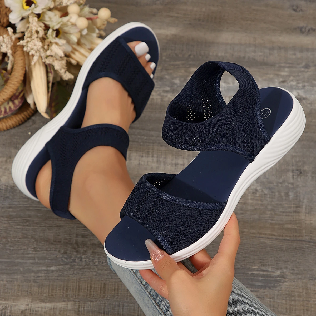 Women Sandals 2024 New Summer Fashion Comfortable Sandals Women Open Toe Ladies Beach Casual Wedges Sandals Shoes for Women