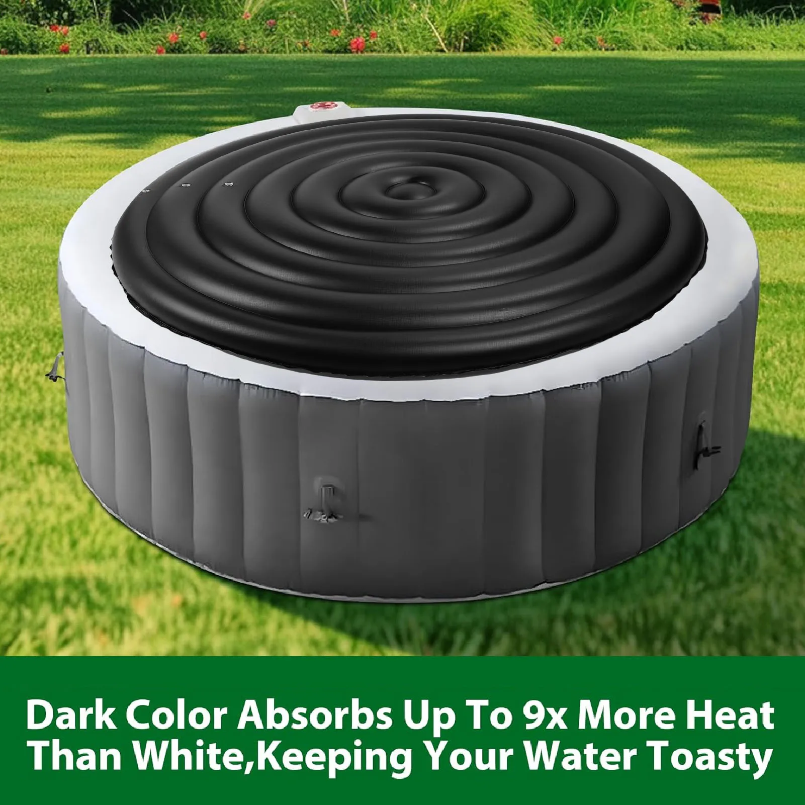 128-158-180CM Inflatable Hot Tub Cover Adjustable PVC Rainproof Protective Outdoor Round Hot Tub Cover for SPA Pools