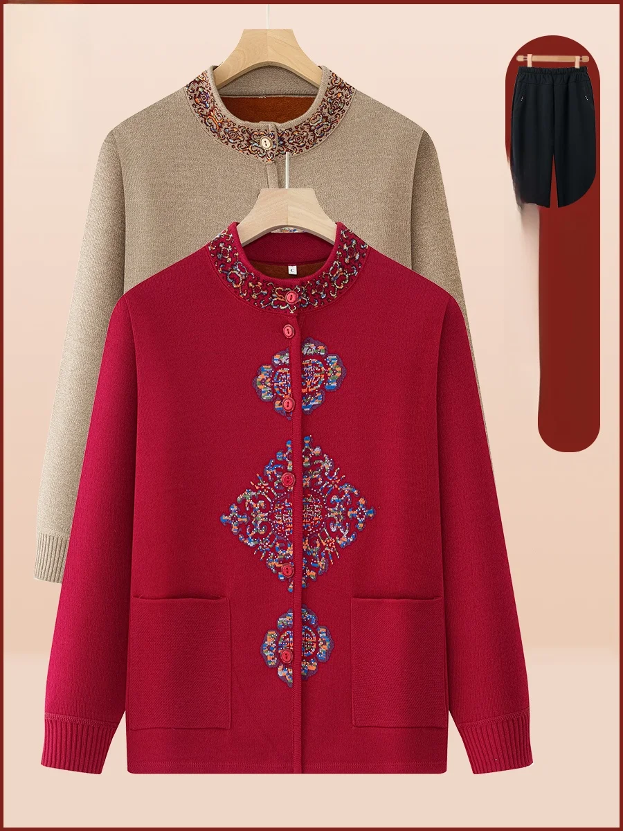 

Women's Knitted Fce-lined Open Cardigan Sweater Fall Winter Faion ly Women's Clothing Warm Windproof Long Sve