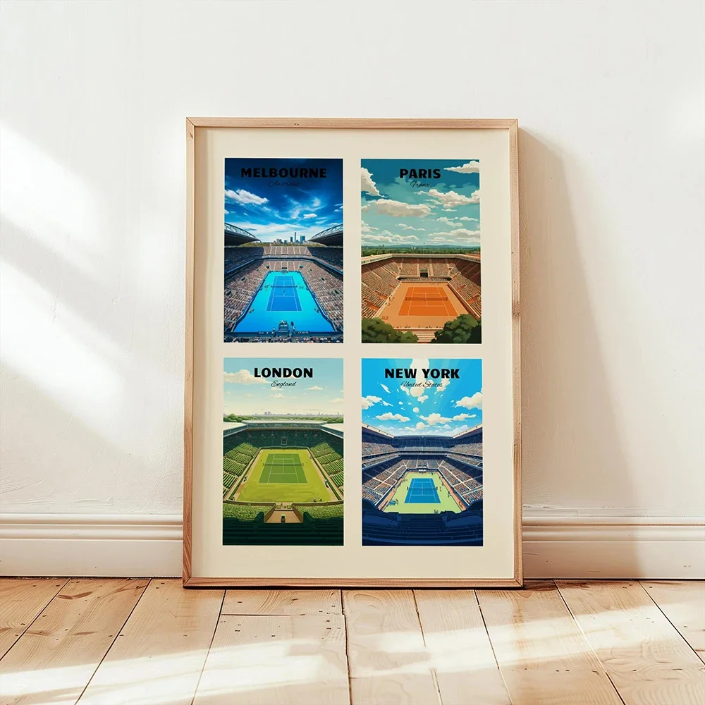 (No frame)Tennis Grand Slam Tournaments Poster Tennis Tournaments Wall Art Tennis Courts Art Print Tennis Gift Tennis Wall De