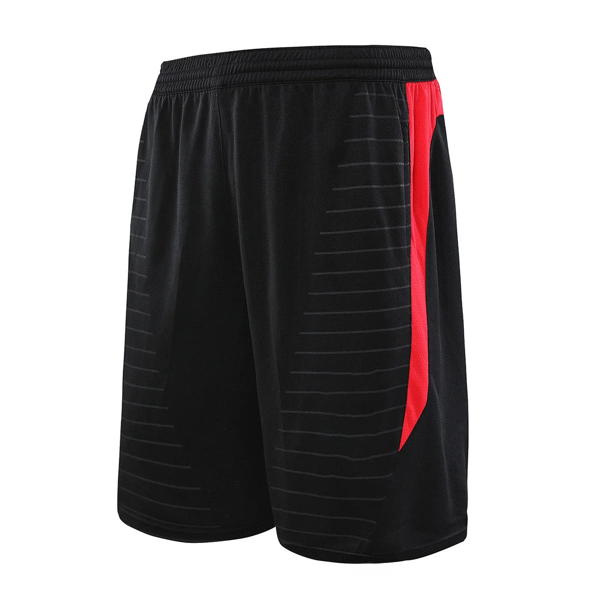 Herren Sommer Blau-Rot Farbblock Mesh Basketball-Shorts Geprägte Gestreifte Elastische Taille Athletische Trainings-Sporthose – Detail 4