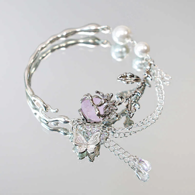 3PCS [Rose Half Bracelet] 3D Rose Alloy Half Bracelet Pendant DIY Beaded Necklace Bracelet Accessory Comp image 2