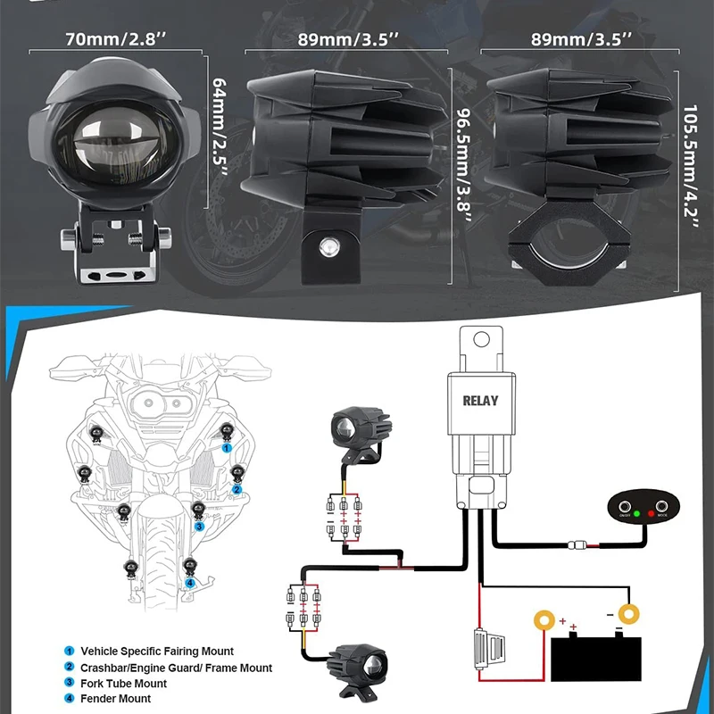 Motorcycle 3inch Fog Lights 6000K 3500K LED Off Road Driving Light 20000LM Auxiliary Spot Work Lights for Truck Car ATV