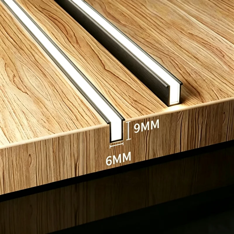Ultra Narrow 6*9mm Mini Recessed LED Aluminium Profile Built in Shelf Light For Wardrobe Wine Shoe Cabinet Sideboard Kitchen