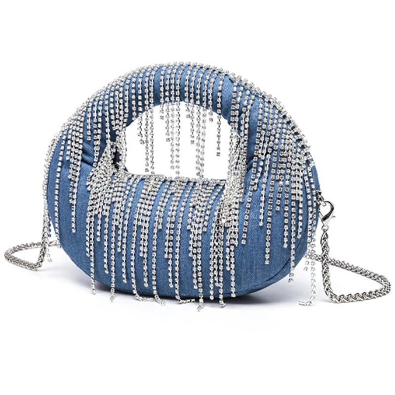 

Роскошная сумка для пельменей с бриллиантами, женская сумка, новинка 2025, стильная светская сумка для ужина, модная сумка на плечо с бисером