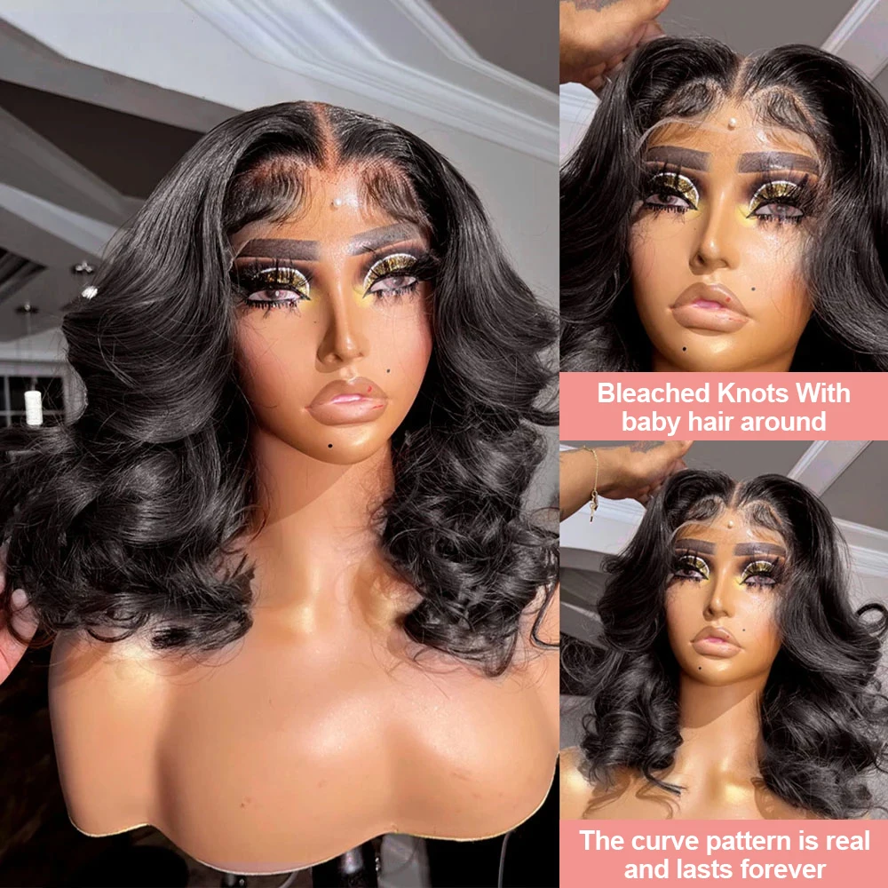 

Body Wave Short Bob 13x6 Transparent Lace Front Human Hair Wigs Glueless 5x5 13x4 HD Pre Plucked Lace Frontal Wig For Women 250%