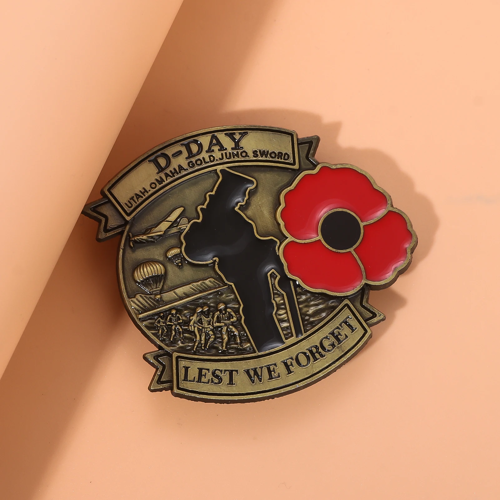 Let's Avoid War D-Day Honor Poppy Badge Brooch Military Veteran Soldier D-DAY Badge 80th Anniversary Bag Jewelry Accessories