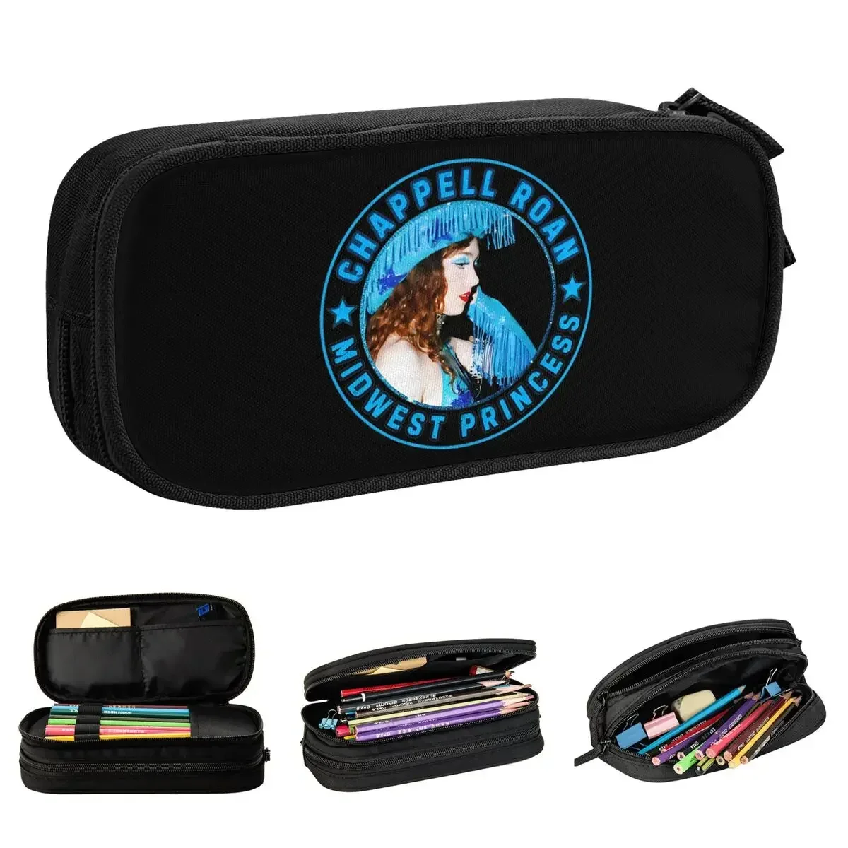 Синий пенал Chappell Roan, милая певица, музыкальная ручка, сумки, студенческая большая вместительная офисная сумка-карандаш на молнии Синий пенал Chappell Roan, милая певица, музыкальная ручка, сумки, студенческая большая вместительная офисная сумка-карандаш на молнии