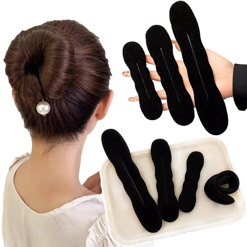 

Черная пенопластовая губка, резинка для волос, модная укладка для женщин, булочка, бигуди, волшебная заколка, пончики, инструменты для завивки волос