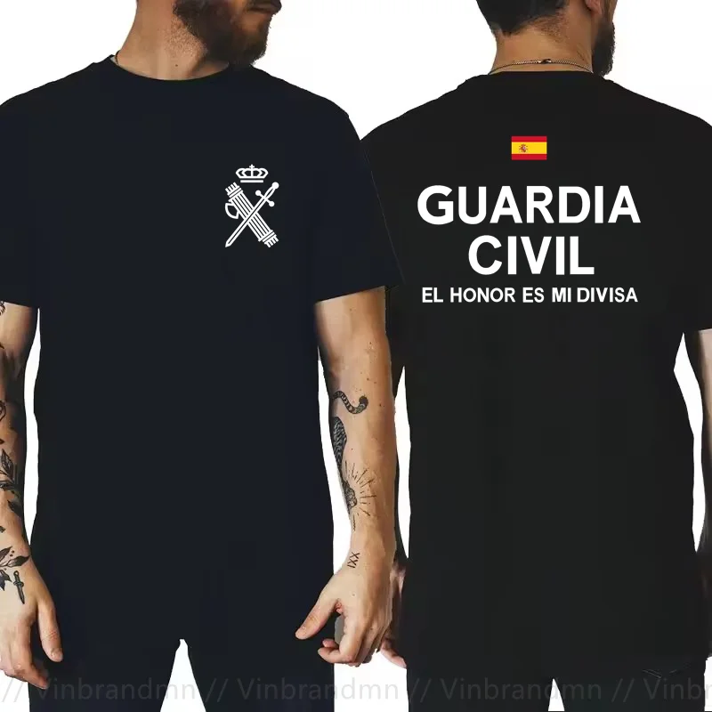 Camiseta Guardia Civil España. 100% Algodón De Alta Calidad, Cuello Redondo, De Gran Tamaño, Cool Casual Tshirt