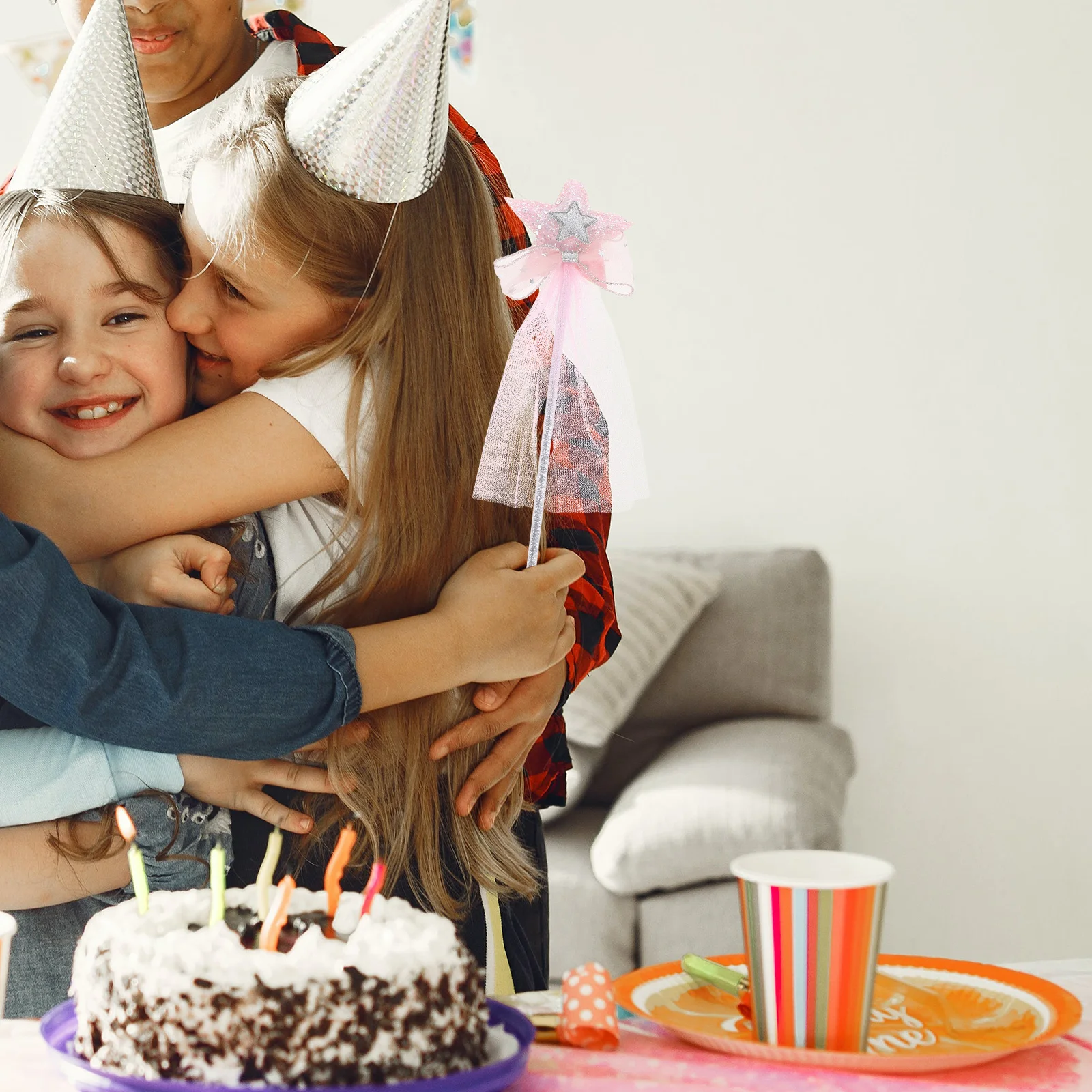 

1Pcs Fairy Stick Gauze Wand Halloween Costume Accessory Party Prop Pink Fairy Stick Festival Party Cane Gauze Wand