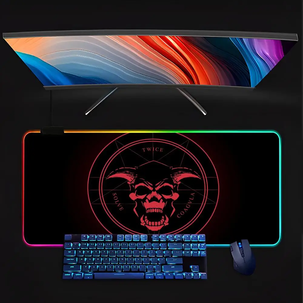 Satanic Mouse Pad Keyboard LED RGB Pc Gamer Glowing Rubber mause pad  Cute Cartoon Gaming Computer Boys Girls Friends Holiday Gi