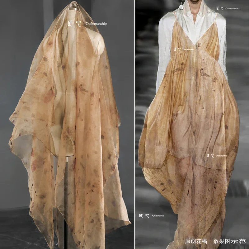 Pure Silk Fabric Grass Wood Dyed Cardigan Dress Hanfu Designer Wholesale Cloth Diy Apaprel Sewing Fabric Meters Material