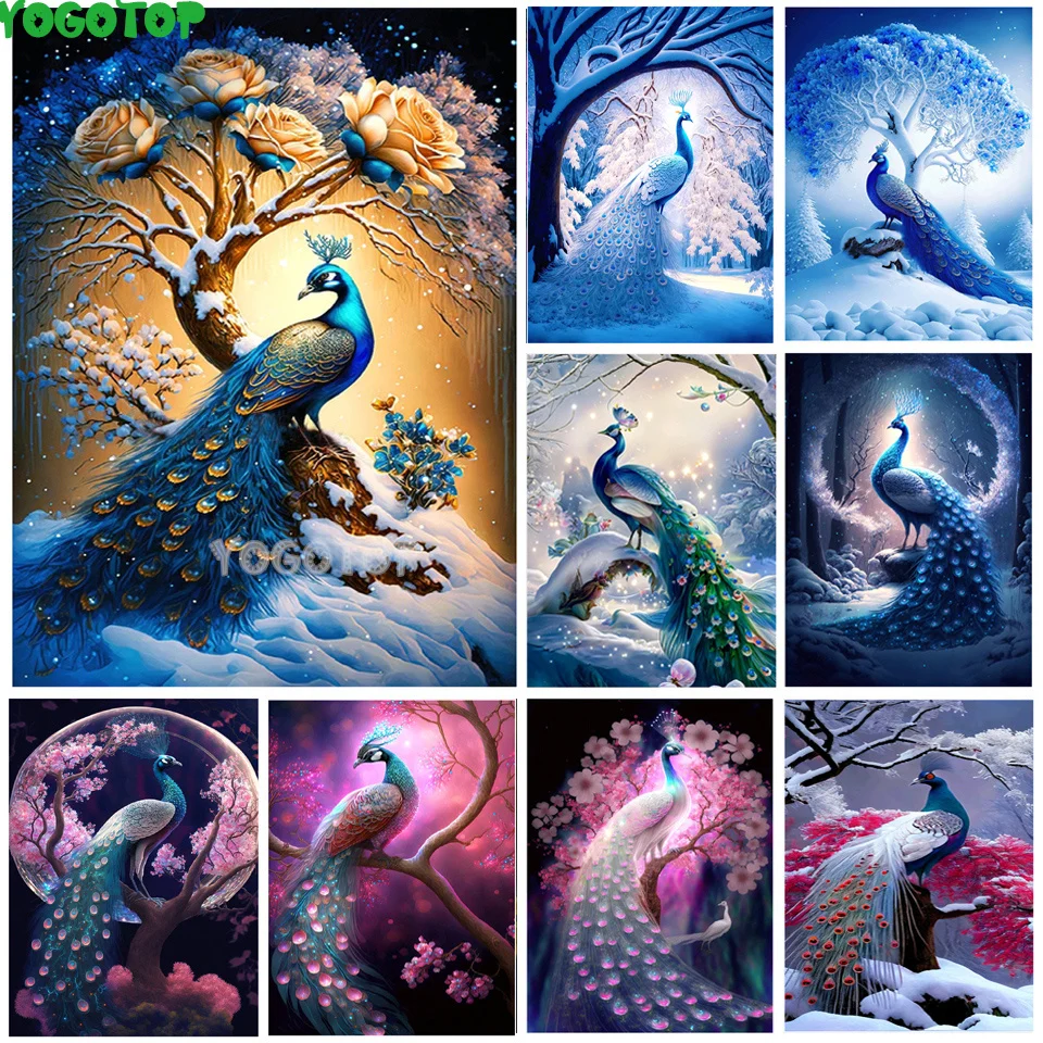 5D Diy Diamond Embroidery New Arrival Fantasy opening Peacock Flower Full Drill Diamond Painting Cross Stitch Home Decor YY6316