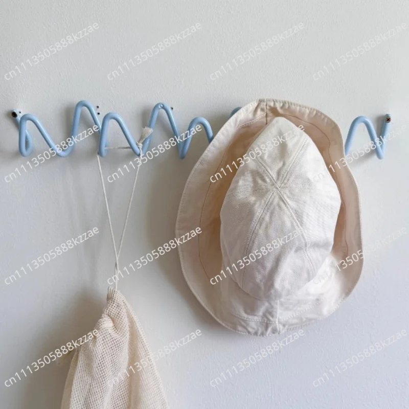 Sky Blue Wave Hanging Hook Clothing Storage Hanger Creative Hardware Iron Hanger Scarf Coat Rack Wall Mount Clothes Organizer