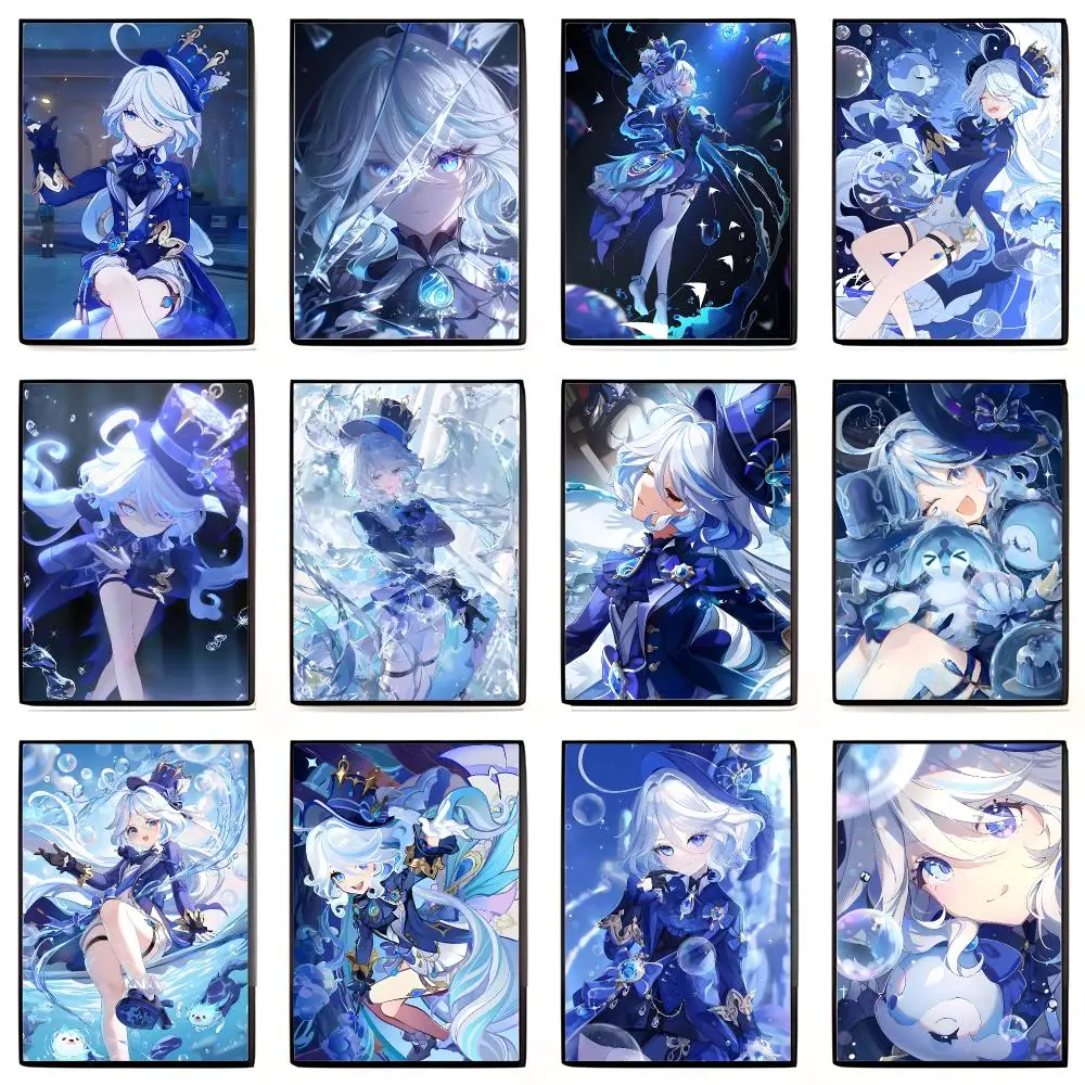 Drama Ocean Fantasy G-Genshin Impact Furina Poster High-definition Art Sticker Self Adhesive Waterproof Home Decoration