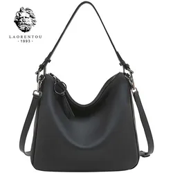 LAORENTOU Women's Genuine Leather Tote Handbag High Quality Lady Shoulder Hobo Bag