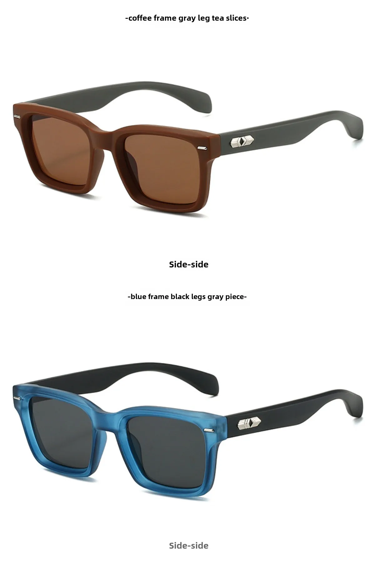 Set Herren-Retro-Brillen mit quadratischem Rahmen, hochwertige modische Trendbrillen – Detail 6