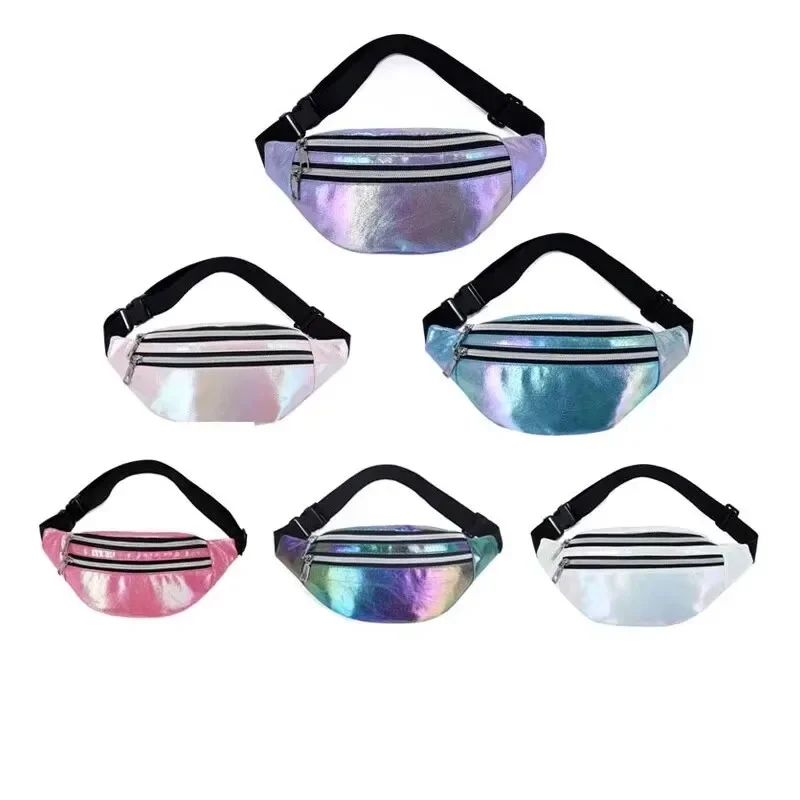 1Pc New Hot Selling Holographic Fanny Pack Waterproof Portable Hiking Cycling Running Belt Waist Bag for Girls Women