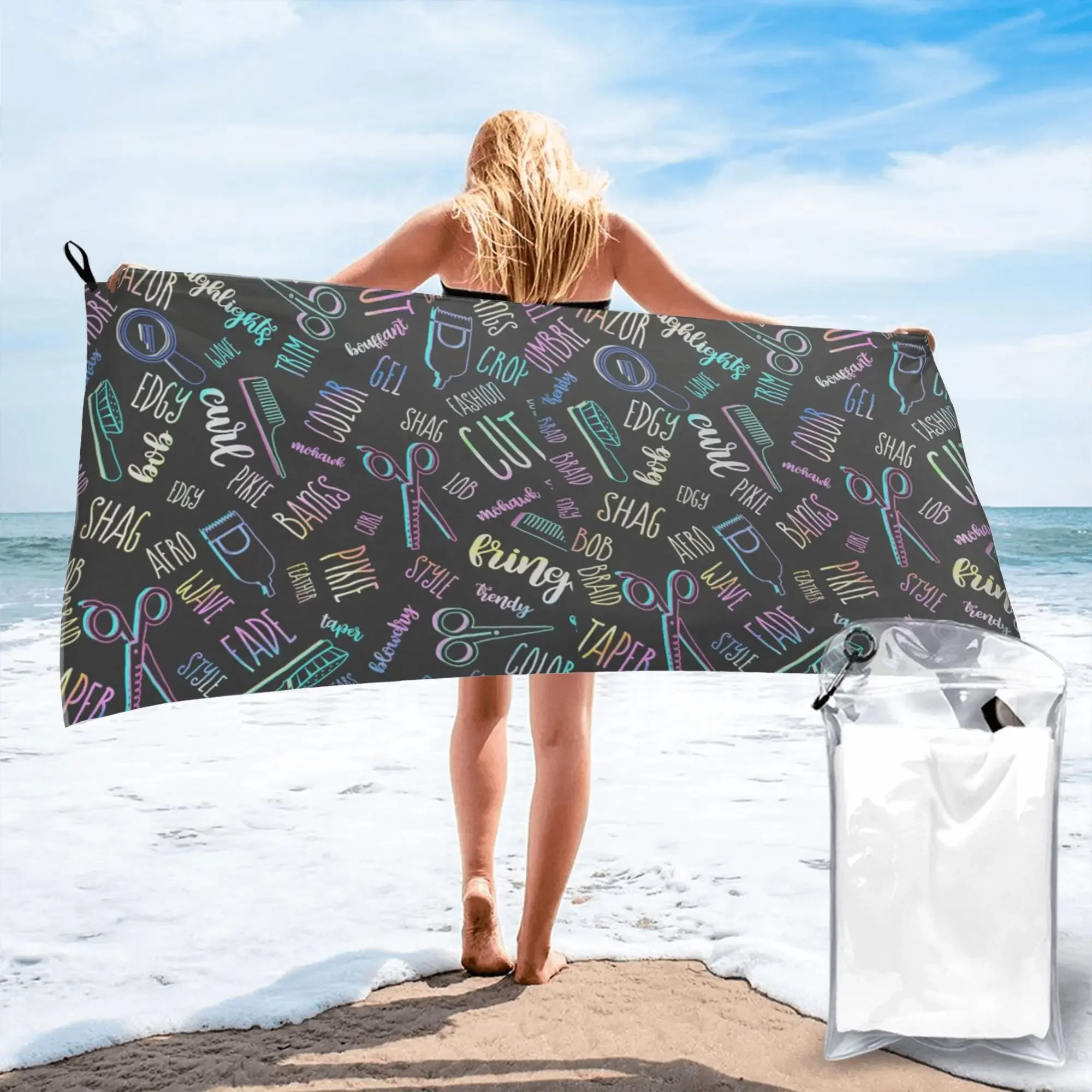 

Salon Hair Dressing Tool Pattern Beach Towel Soft Microfiber Quick Dry Absorbent Quick Towels For Yoga