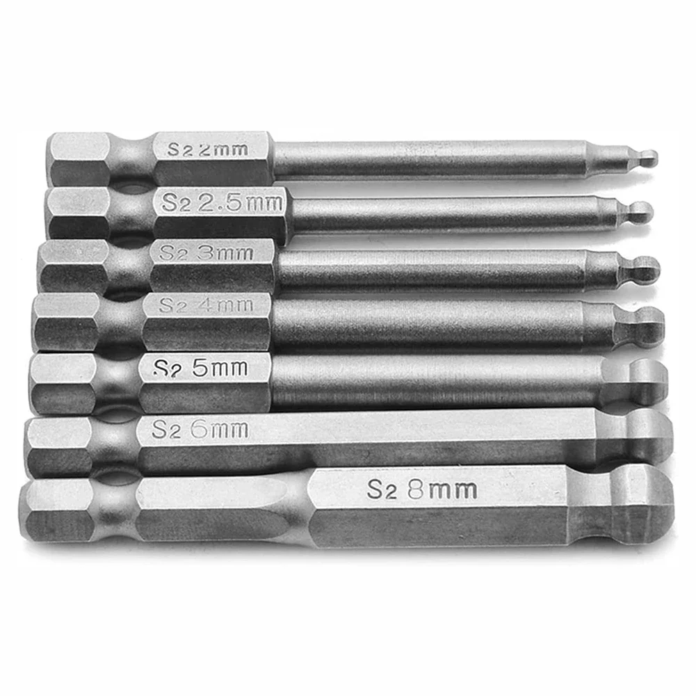 Hex Screwdriver Bit Magnetic Ball End Hexagonal Head Screwdriver Bit Drill Tool 65mm H 2-H8 For Manual Electric Screwdriver Tool