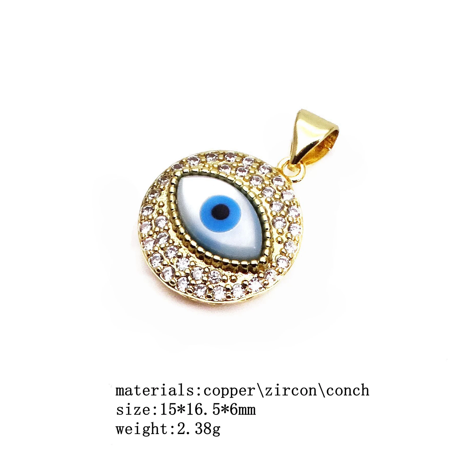 Shell Magic eyes pendants charms Micro inlay zircon copper Gold plated  palmar pendant DIY women necklace make accessorie