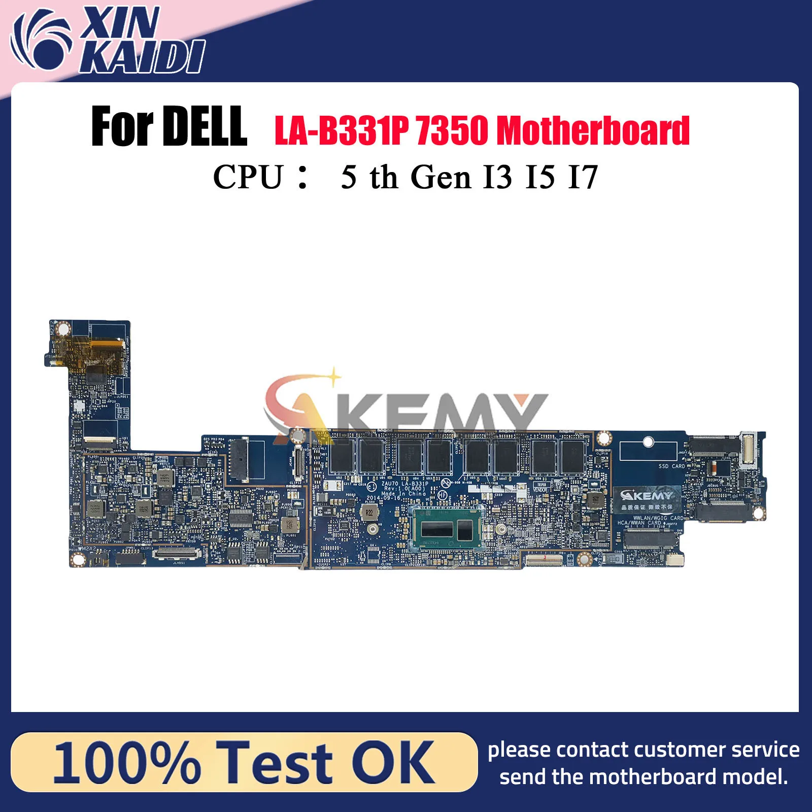 

For DELL 13 7350 Laptop Motherboard ZAU70 LA-B331P CN-0TRWNX CN-0JRWNX 0J97J1 0057NK CN-0XR25W 100% Tested OK