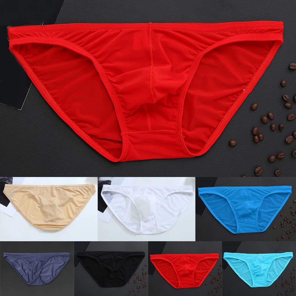 

Men's Hot Sexy Ice Silk Low-Waist Briefs - Skinny, Comfy & Breathable Underwear For Intimate Daily Wear