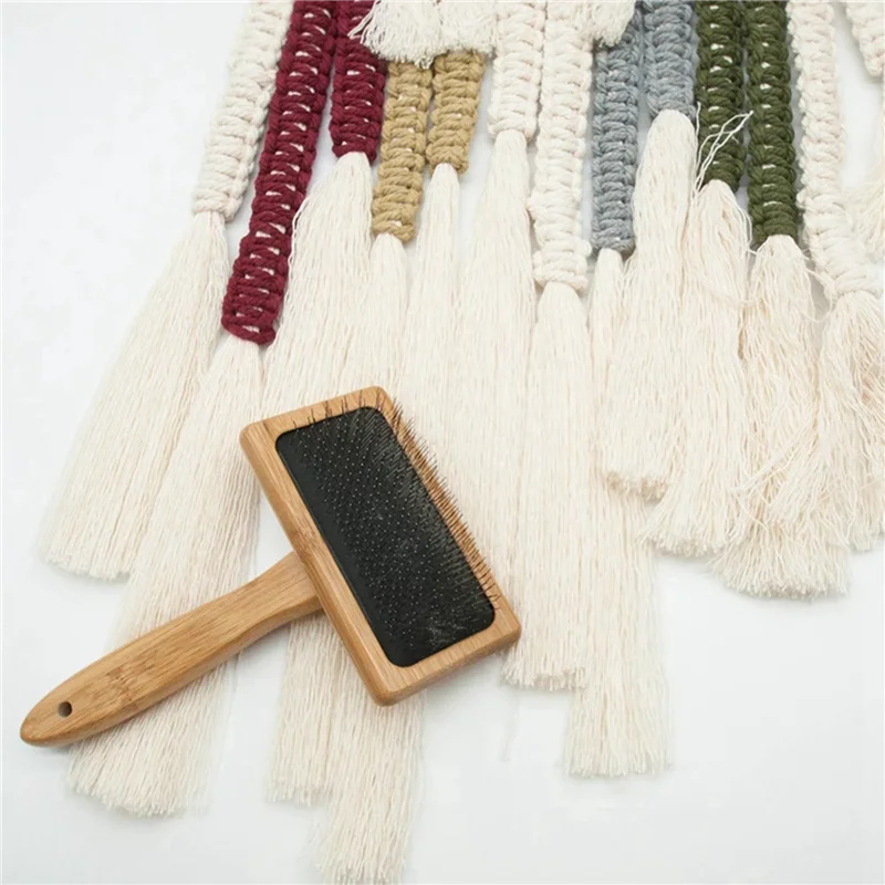 VOFUN-2X Rug Tassel Brush Macrame Carpet Tapestry Weaving Cotton Rope Weaving Comb Pet Dematting Open Knot Carding Comb A