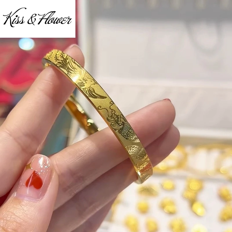 

KISS & FLOWER золотой винтажный браслет с драконом Феникса для женщин, свадебная вечеринка, день рождения, Рождество, невеста, матери, леди, подарок BR383