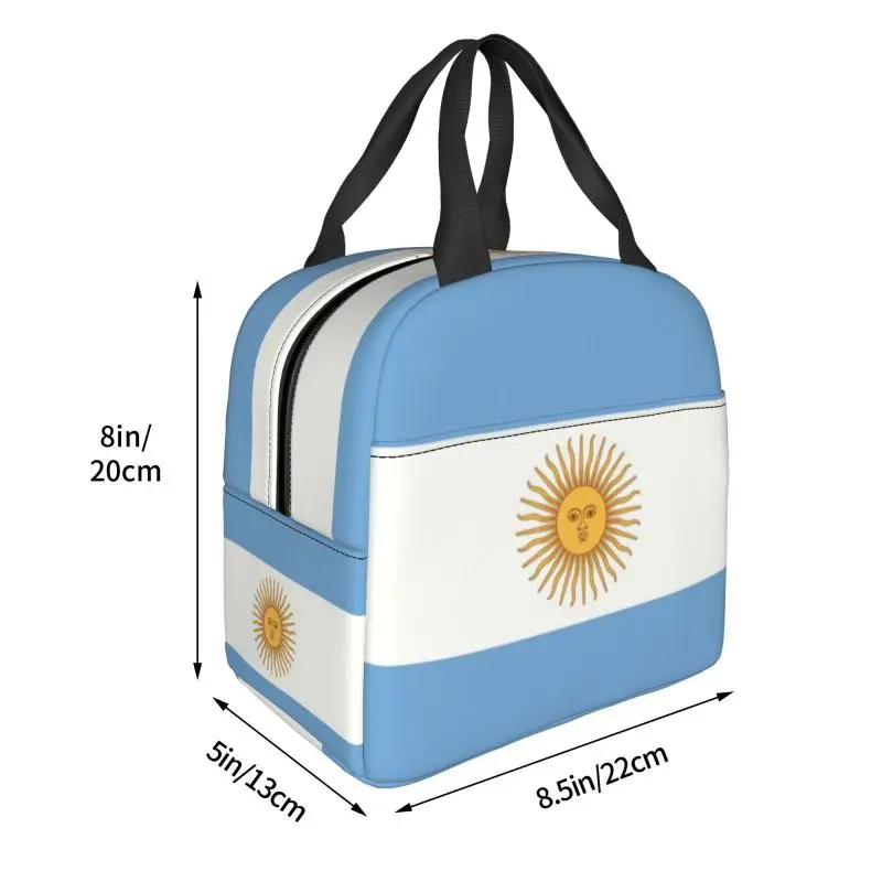 Flag Of Argentina Insulated Lunch Bag for School Office Portable Thermal Cooler Bento Box Women Kids