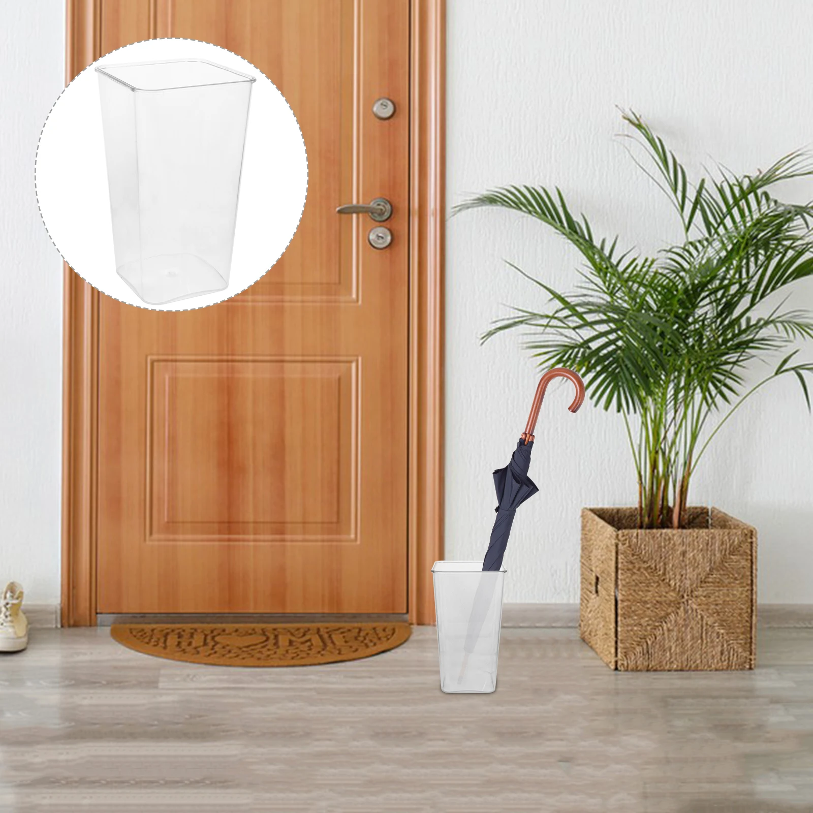 

1pc Stand Holder Rain Umbrella Storage Bucket Large Capacity Clear Pet Organizer For Entryway Home Use Transparent Umbrella