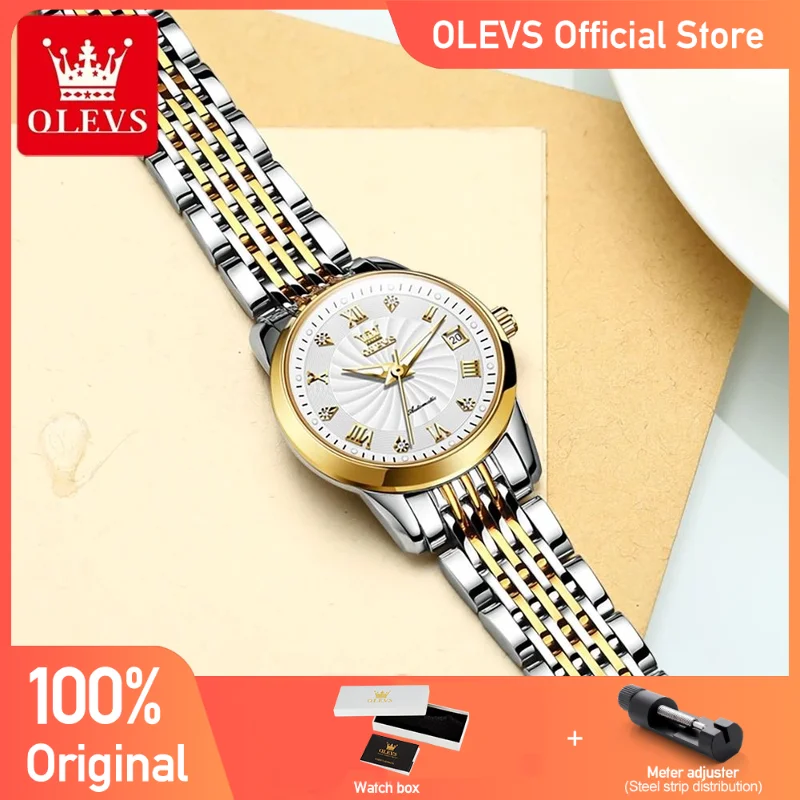 

Роскошные Брендовые женские автоматические механические наручные часы OLEVS, водонепроницаемые простые часы из нержавеющей стали для женщин, подарок для девушки