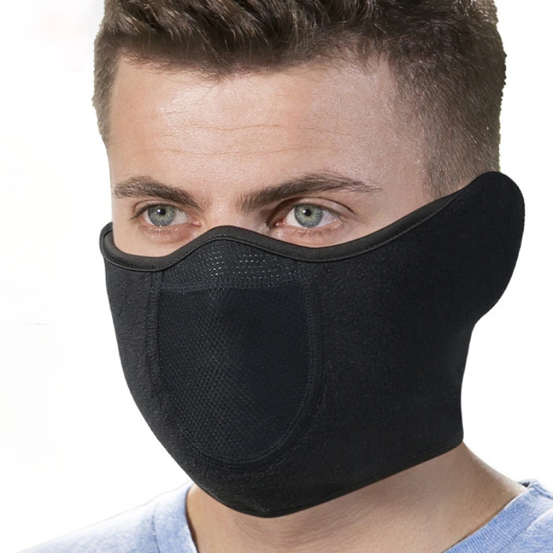 Motorcycle Cycling Mask Windproof Ear Motorcycle Bicycle Mask Motorcycle Warm Half Face Mask Black Balaclava