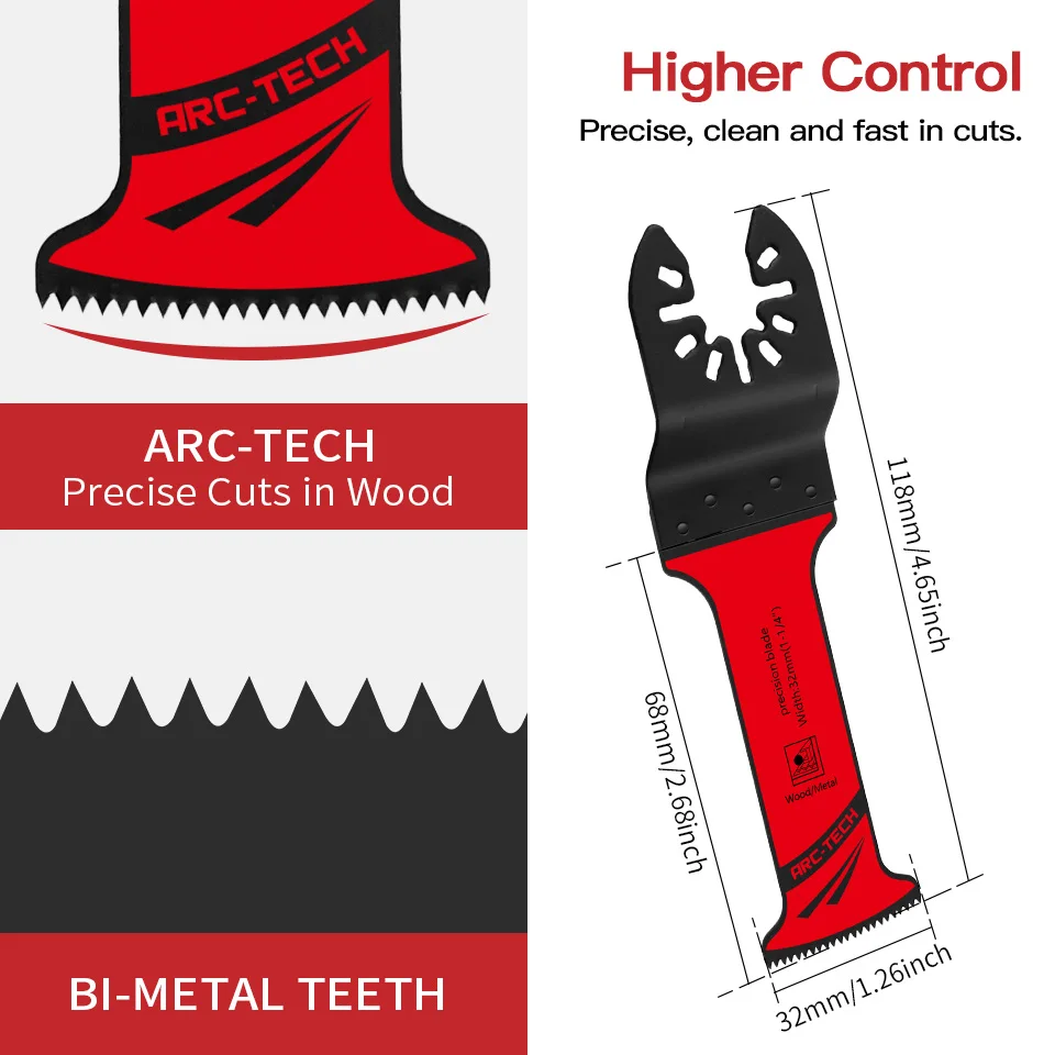 3/10/12PCS Oszillierende Sägeblätter Arc Tech Bimetall und japanische Zähne Multitool-Klingen Präziser Schnitt für Holz, Kunststoff, Nägel, Metall – Detail 4