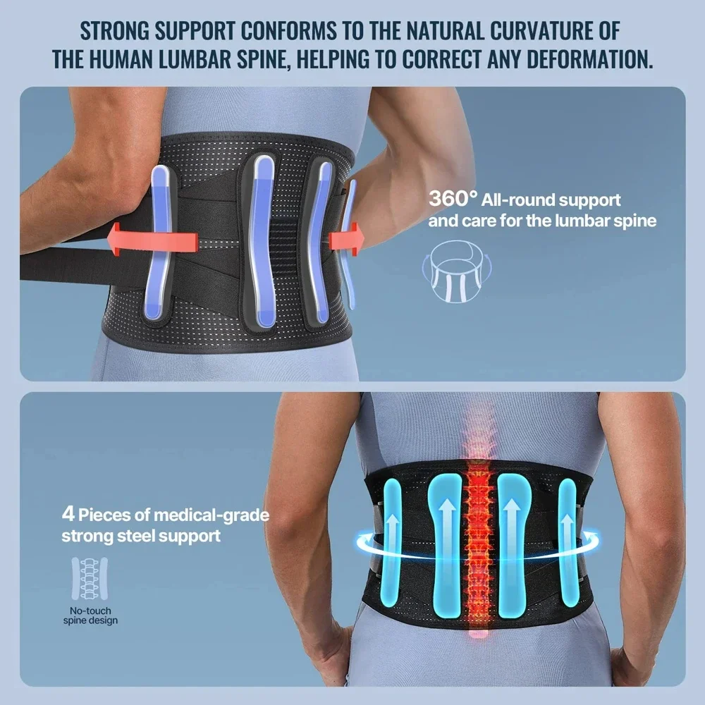 Back Brace for Men Women - Breathable Waist Lumbar Lower Back Support Belt for Herniated Disc,Sciatica Gym Back Pain Relief