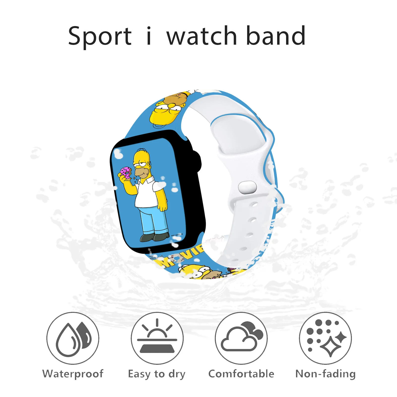 Disney Simpson Silicone Printed Strap for Apple Watch 9 8 7 SE 6 Sport Band Replaceable Bracelet for iWatch 45mm 44mm 42mm 41mm