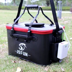 EVA Foldable Fishing Bucket Box For Live Fish Oxygen Pump Portable Thick Storage Container Carrier Bag Soft Handle Rope Outdoor