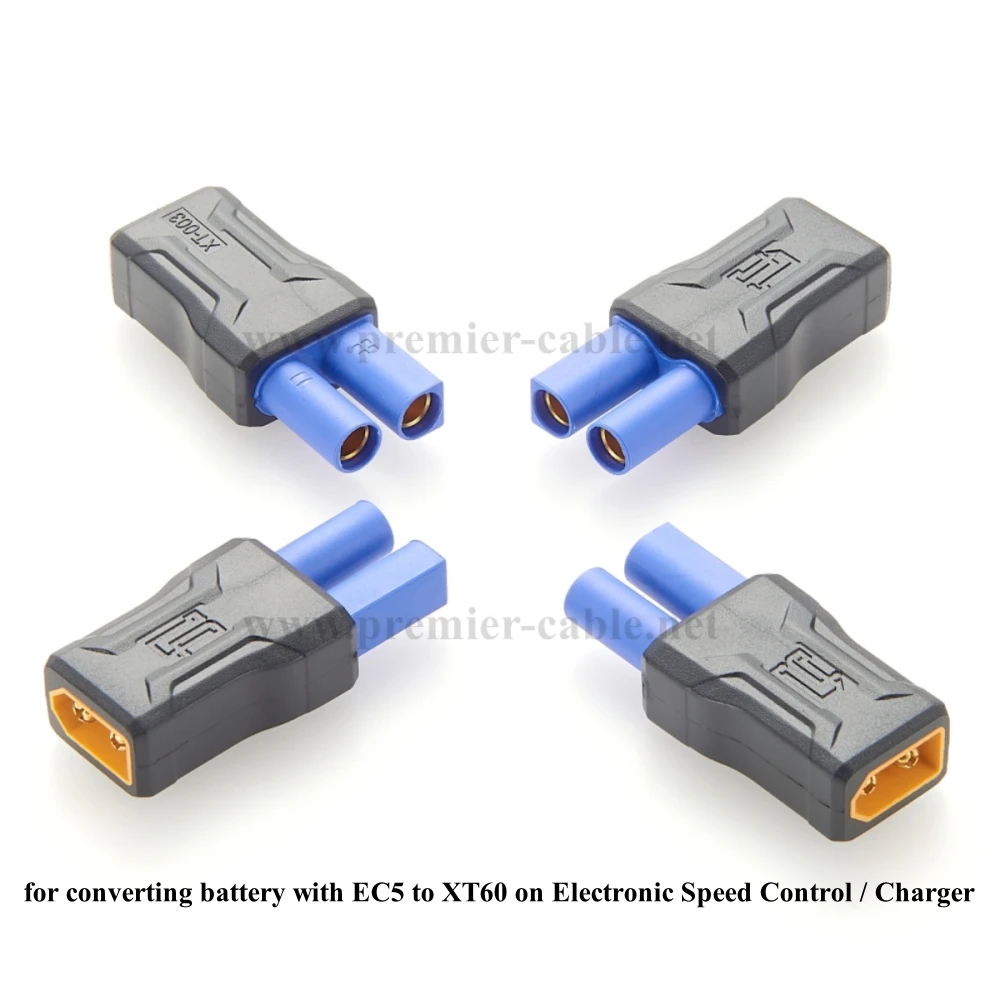 5 peças ec5 para xt60 conector xt60 macho para ec5 fêmea adaptador de bateria rc moldado por injeção para bateria lipo micro fpv drone