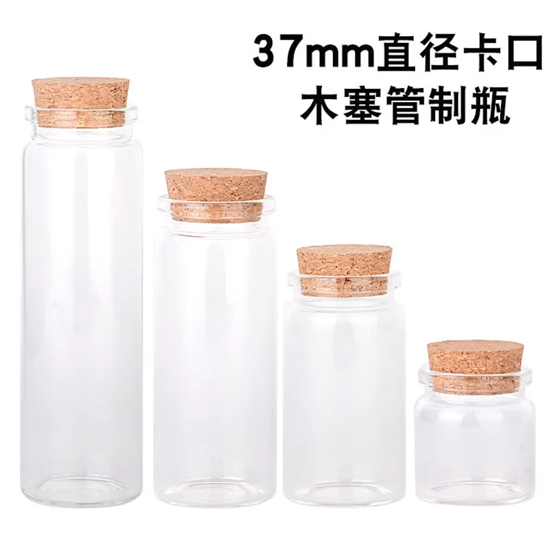 30pcs 20ml/50ml/65ml/90ml DIY Mini Glass Bottle with Cork Stopper Clear Dia 37mm Vials Wish Message Bottles Wedding Party Gift