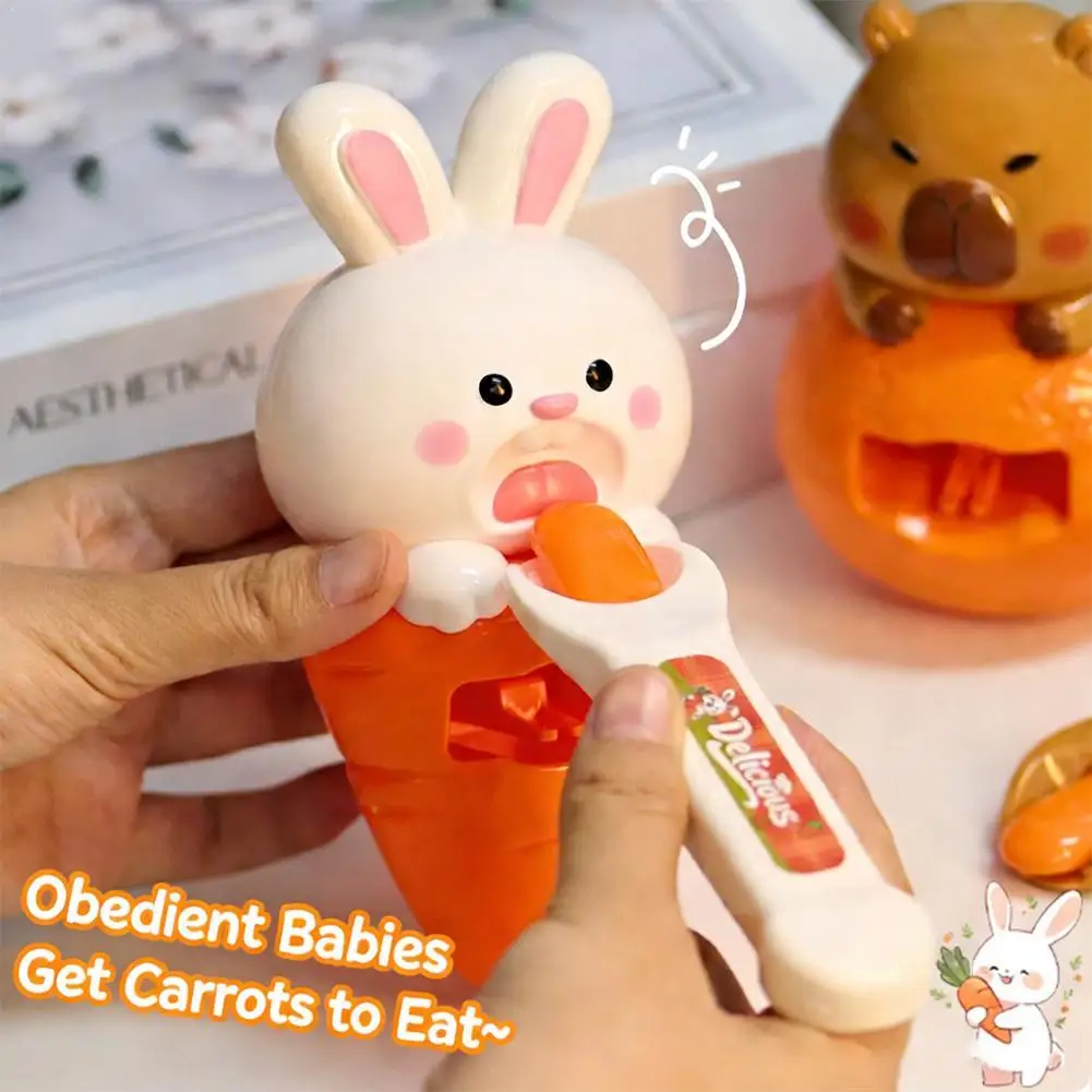 Set di Giocattoli per l'Alimentazione di Animali Cartoon, Coniglio/Capybara, Gioco Interattivo di Cucina, Regalo di Compleanno per Bambini e Bambine
