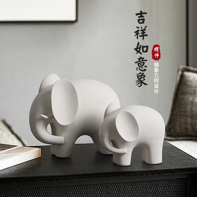 

Auspicious Elephant Ceramic Decoration Porch Living Room Simple Home Wine Cabinet Decoration Office Housewarming Gift