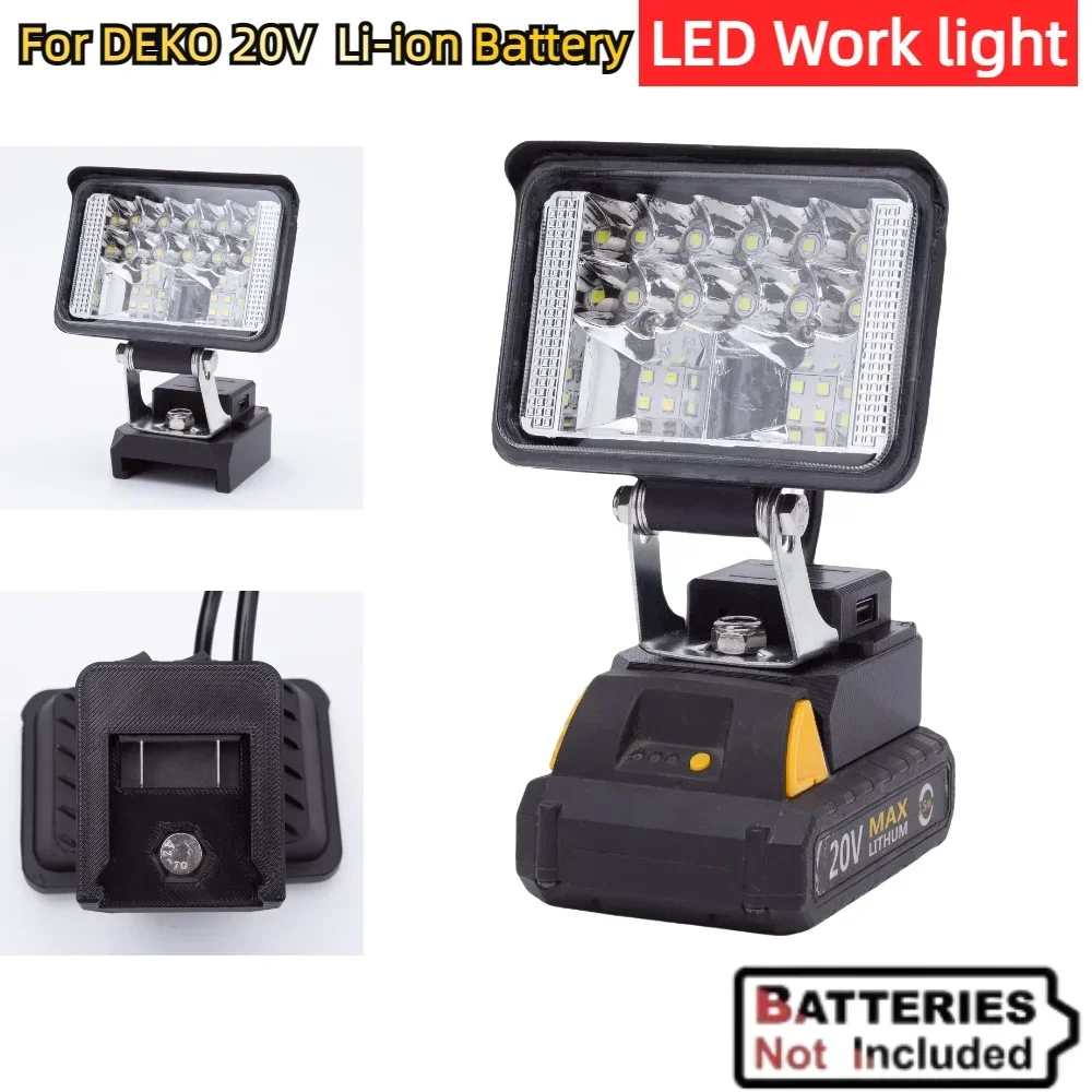 

LED Work Light for DEKO 20V Lithium Battery W/USB Fast Charging Portable Outdoor Camping Emergency Lights(Not Include Battery)