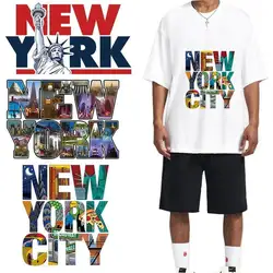 New York Letters DTF Heat Transfer vinyl clothing printed patch DIY men's and women's hoodie T-shirts decorated with stripes
