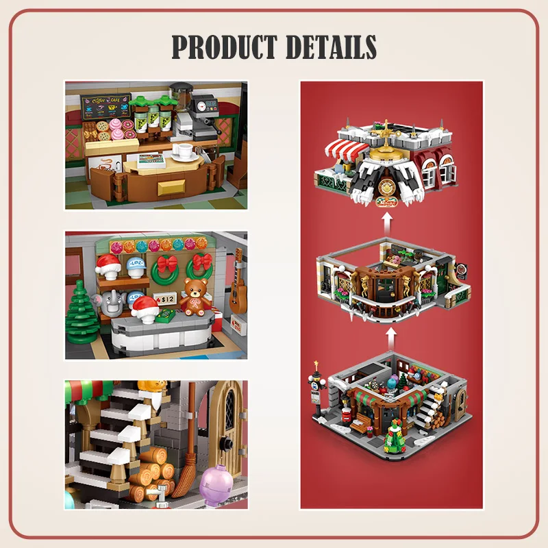 2506Pcs Creative Christmas Coffee Shop Building Blocks Kit MOC Modular House Model Building set regali per adulti bambini ragazzi giocattoli