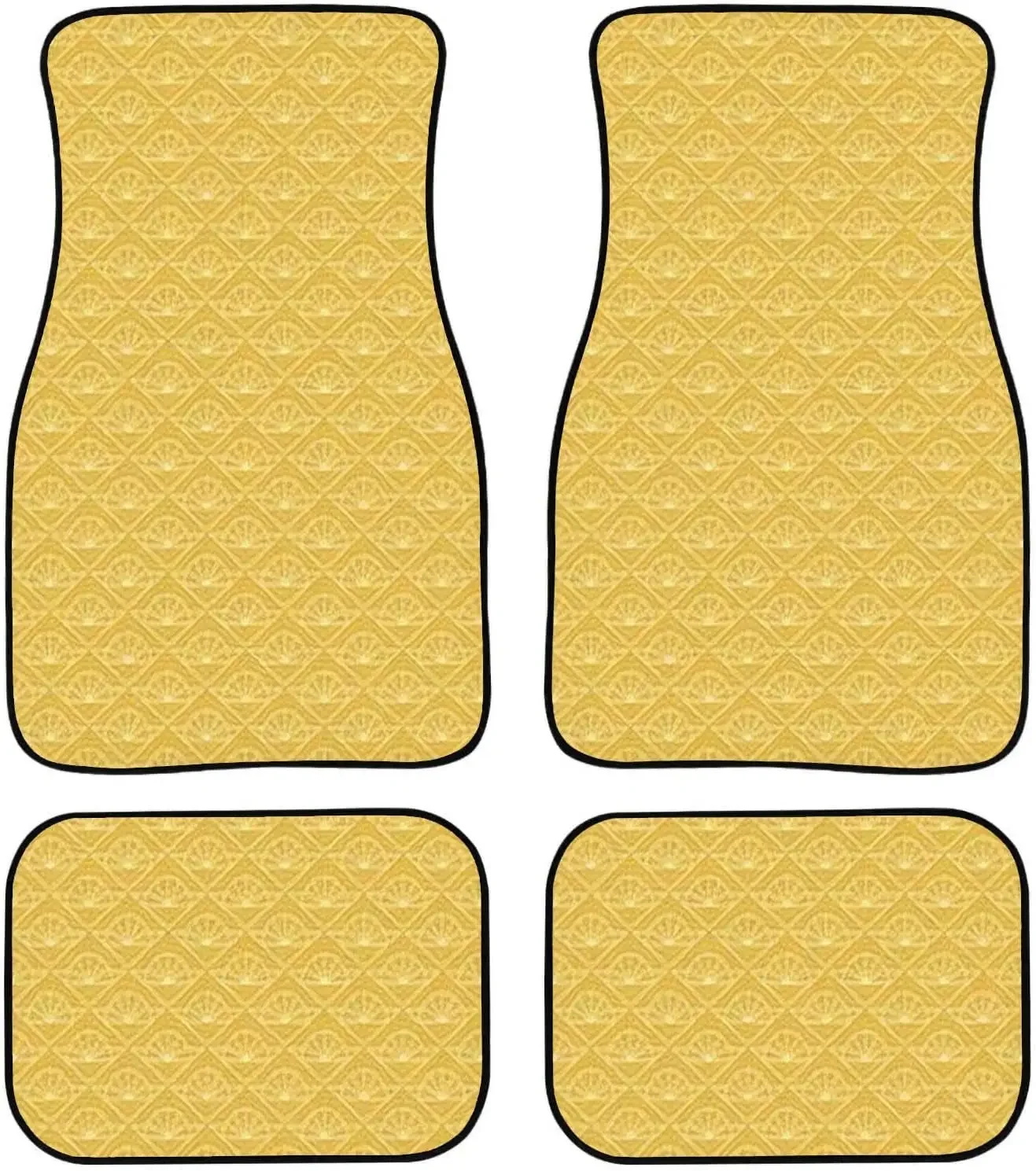 Car Floor Mats - Seamless Geometric Asian Style Carpet Floor Mats for Cars, Anti Slip Rubber Auto Interior Decorative Accessory