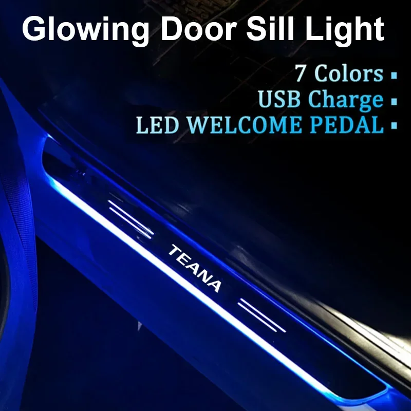 Acrylic LED Car Threshold Light for Nissan Teana Auto Front Rear Door Sill Welcome Pedal Plate Atmosphere Lamp Accessories